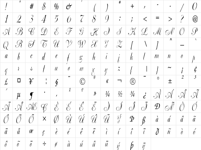 Basic Class A Stch Regular  glyph index
