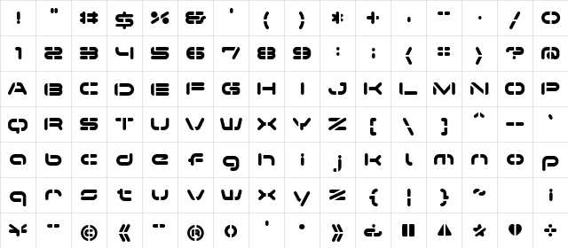 TMExtendedStencilAl Regular  glyph index