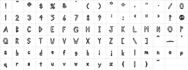 Rangoli Regular  glyph index
