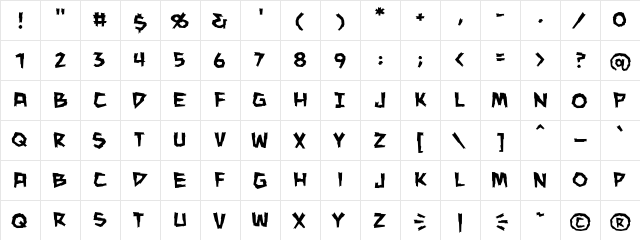 ManEater BB Regular  glyph index