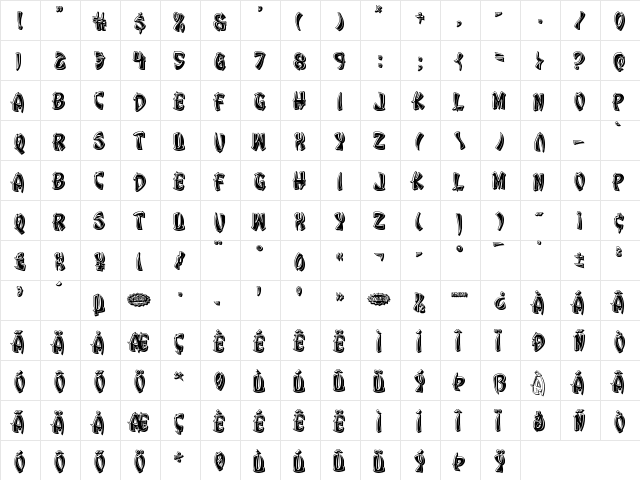 Egg Roll Bevel Regular  glyph index