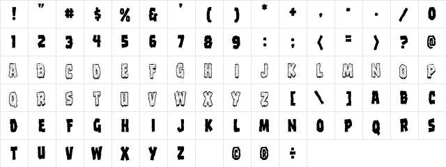 CCFrostbite Roman  glyph index