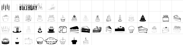 101! Partee CakeZ & CandleZ Regular  glyph index