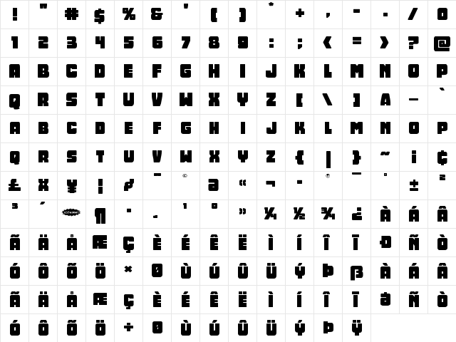 Opus Mundi Expanded Expanded  glyph index