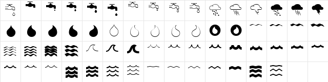 WaterFont Regular  glyph index