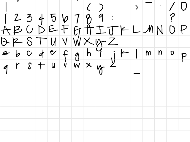 Turtle Club Regular  glyph index