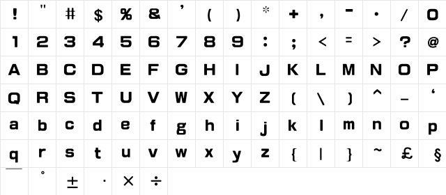 HanWangZonYi Regular  glyph index