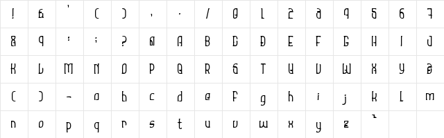 Vanilla Regular  glyph index