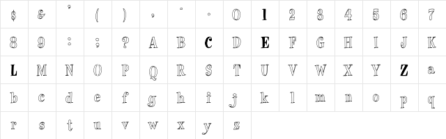 Pixie-HC Regular  glyph index