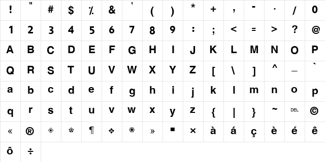 Hacen Beirut Regular  glyph index