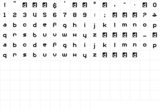 DannyFields Regular  glyph index
