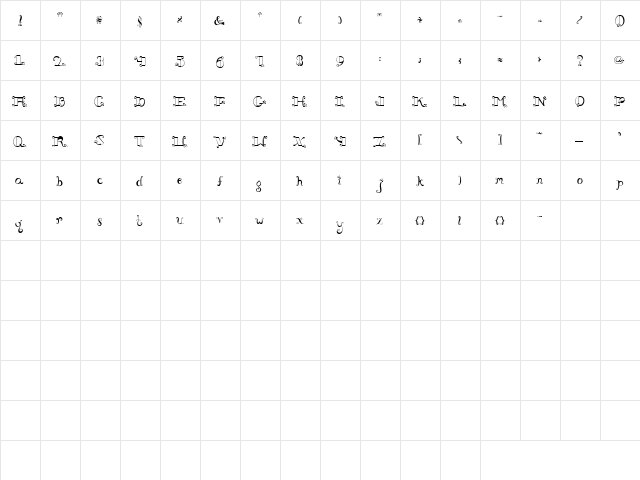 LD Celtic Regular  glyph index