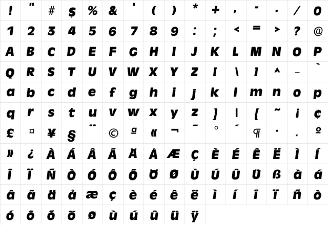 Iravenna ExtraBold  glyph index