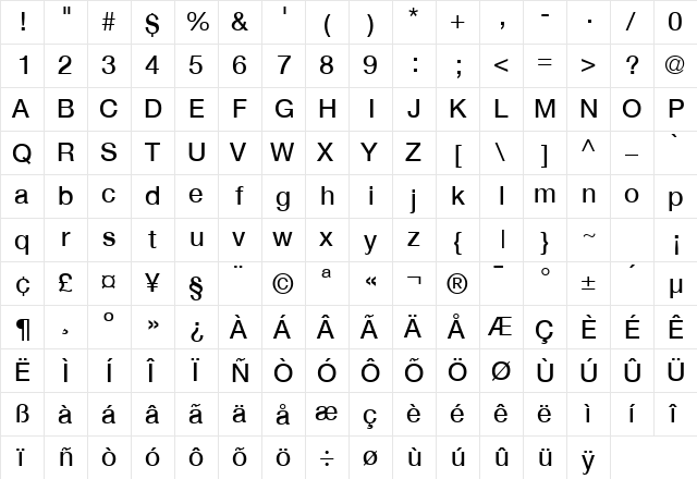 Heavenetica5P SBldSH  glyph index