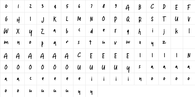Moonllime Regular  glyph index