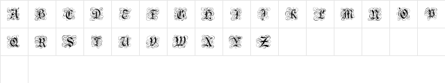 Gothic Caps Regular  glyph index
