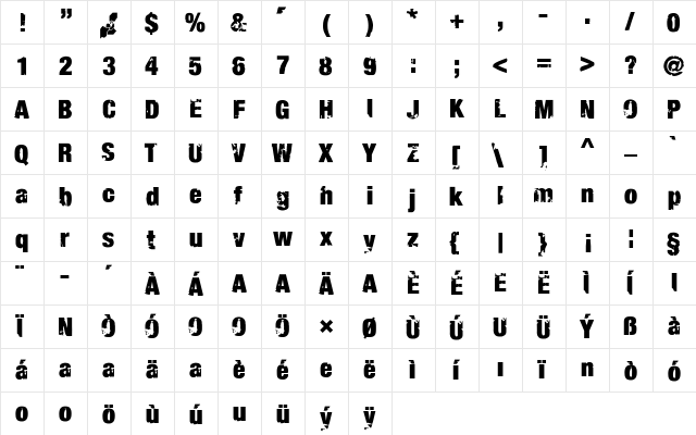 XXII DECONSTRUCTION DESTRUCTION-AREA  glyph index