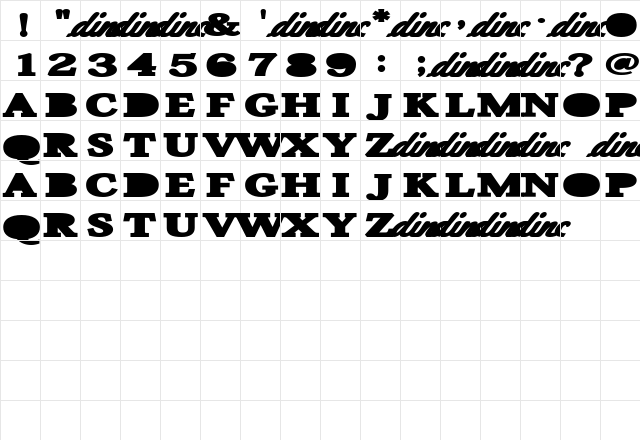 Transistor Regular  glyph index