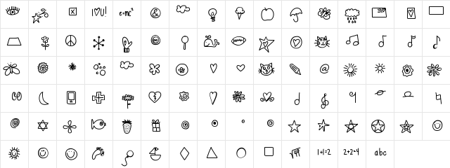 HelloDoodles Medium  glyph index