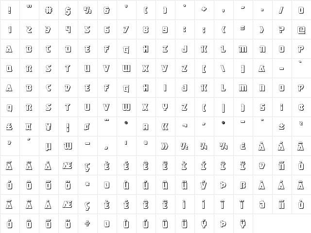 Master Breaker 3D Regular  glyph index