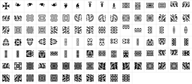 DTL Elzevir Ornaments  glyph index