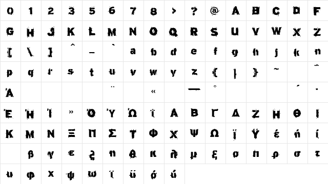 FLDecostoned Regular  glyph index