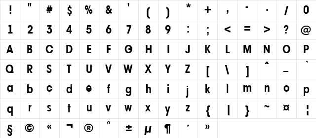 a_AvanteBsNr Bold  glyph index