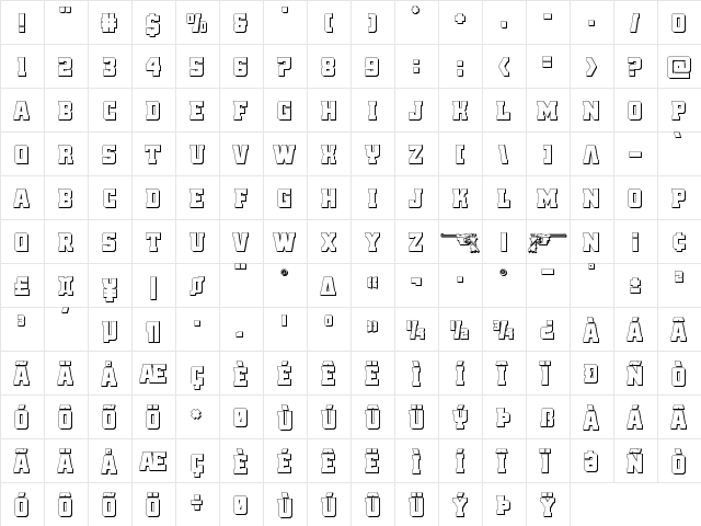 Red Delicious 3D Regular  glyph index