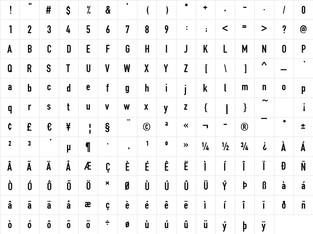 Fette-Engschrift Regular  glyph index
