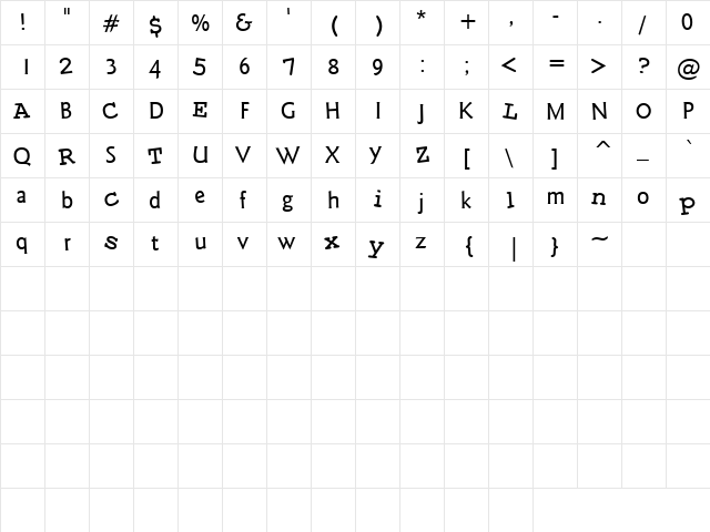 CK Evolution Regular  glyph index