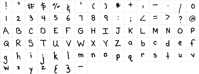 Pea Beth Regular  glyph index