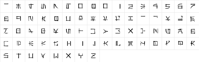 New Regular  glyph index