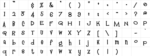 Envy Regular  glyph index