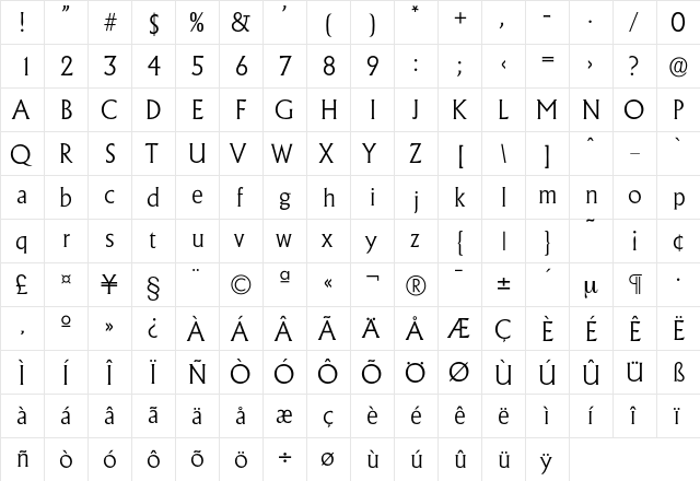 Adelon-Light Regular  glyph index
