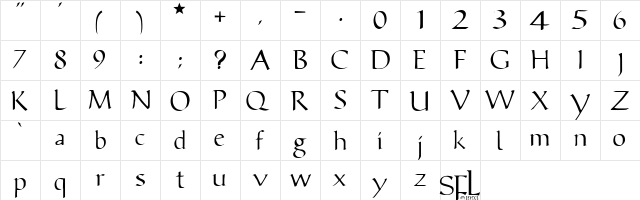 Publius Regular  glyph index
