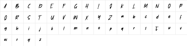 Anthrax Free Font Regular  glyph index