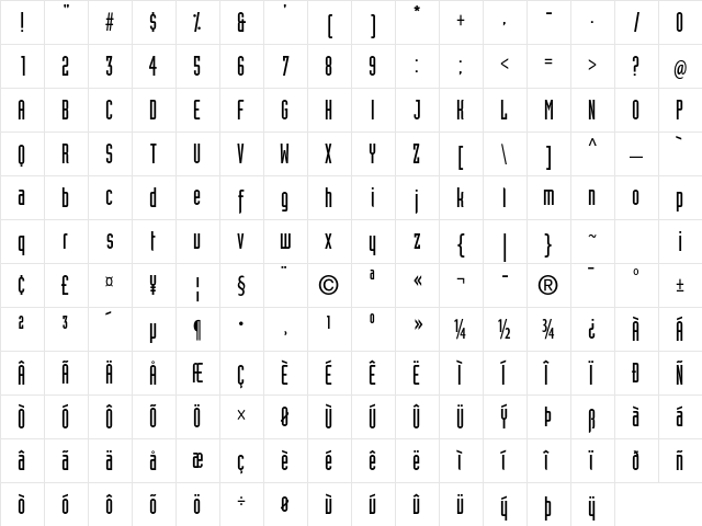 Industria LT Std Solid  glyph index