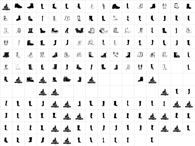 Boots Regular  glyph index
