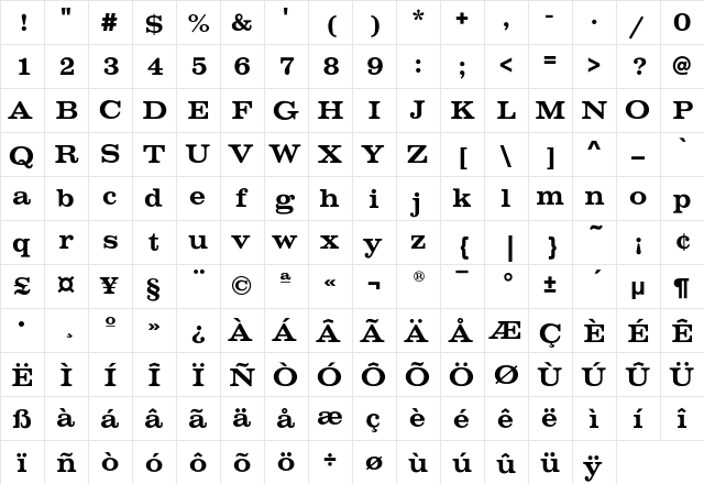 VoltaEF-Medium Regular  glyph index
