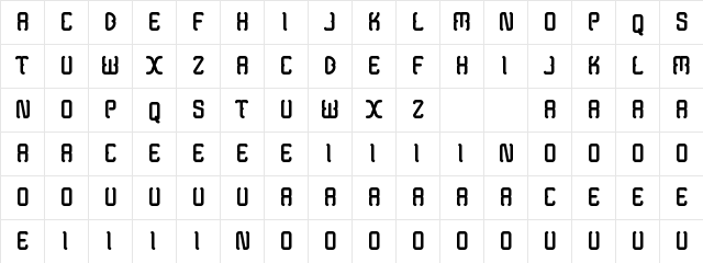 Modern Java Demo Regular  glyph index