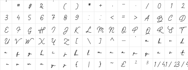 Jandu Regular  glyph index