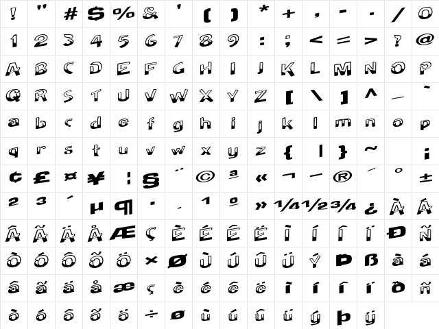 Steeple Regular  glyph index
