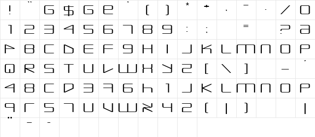Escape Artist Extended Extended  glyph index