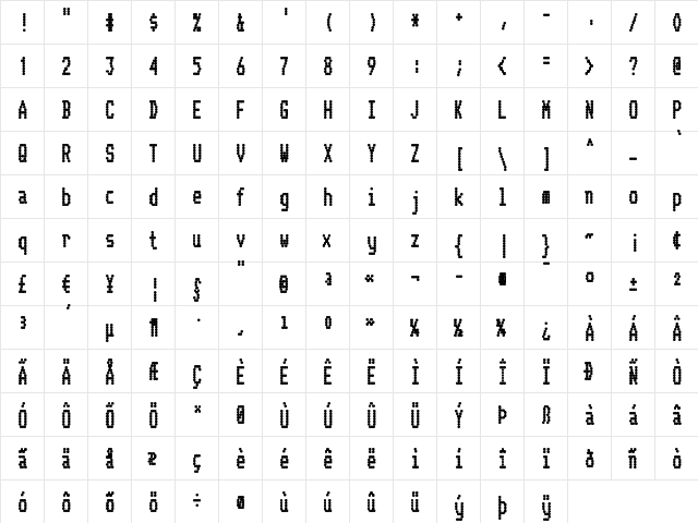 Telidon CdHv Regular  glyph index
