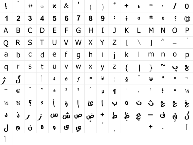 AGT Naimzai (Kids) Regular  glyph index
