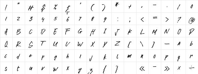 awkward alone Regular  glyph index