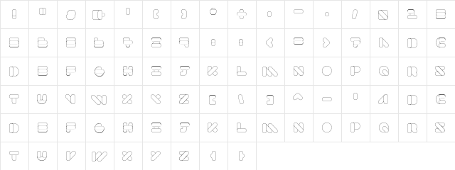 Solaria ExtraRoundedOutline  glyph index