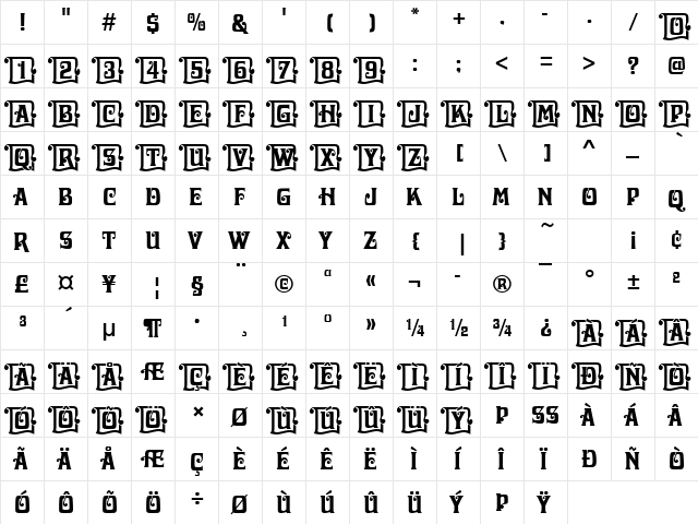 DavidaIniD Regular  glyph index