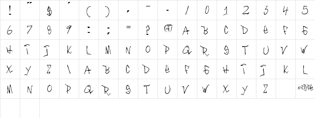 Inthacity Regular  glyph index