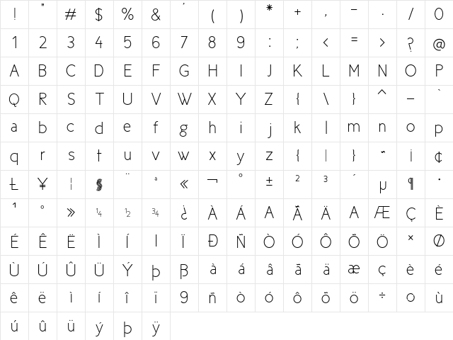 New Cicle Fina  glyph index